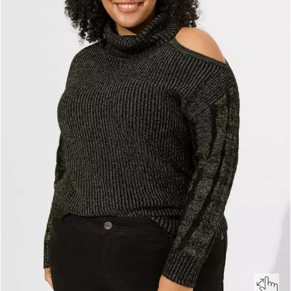 Torrid Black Turtleneck Sweater with Cold Shoulder